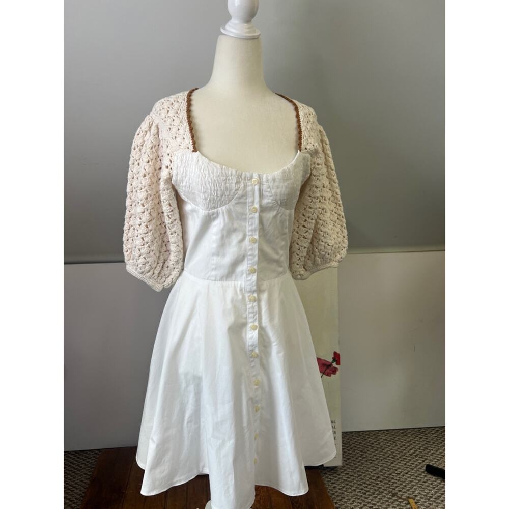 Stella Pardo Paris mini Dress bespoke white cotton fit and flare short sleeves